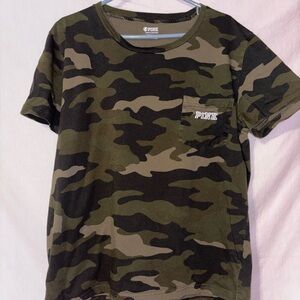 PINK Victoria's Secret Green Camo Tee